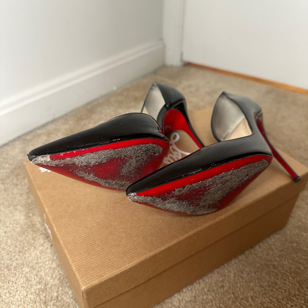 Christian Louboutin Iriza 100mm Black Patent - SIZE 38 - Picture 7 of 8